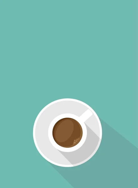 Blue Vertical Background White Cup Coffee Shadow Top View Isolated — Stock Vector