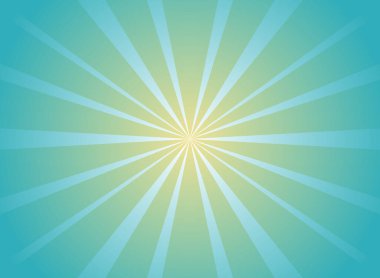 Güneş ışığı arka planı. Mavi renk arka plan patlaması. Vektör gökyüzü çizimi. Güneş ışını güneş patlaması duvar kağıdı. Geçmişe dönük parlak fon. Eski poster ya da pankart