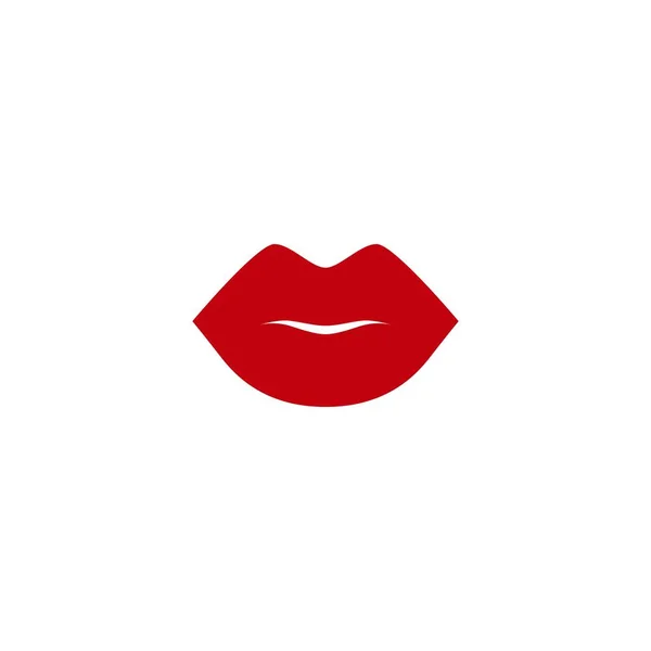 Red Woman Lips Imprint Flat Simple Icon Isolated White Kiss — Stock Vector