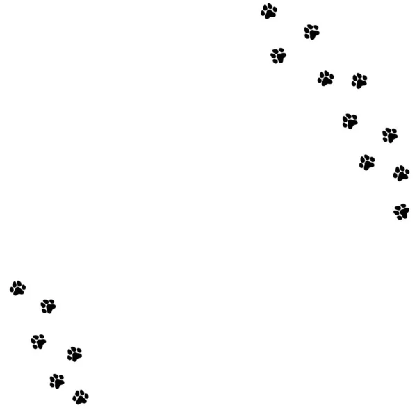 黑猫踪迹 白色上孤立的图标 矢量平面插图 有猫爪脚印的白色背景 脚步声 — 图库矢量图片