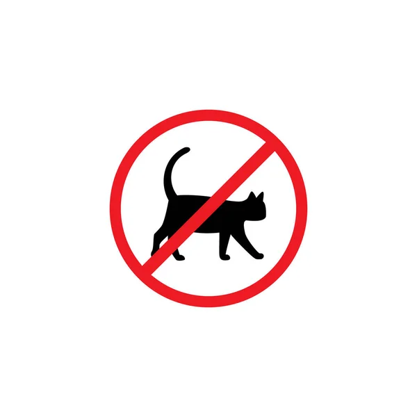 Μαύρη Γάτα Κόκκινο Κύκλο Απαγορευμένο Απαγορευμένο Σημάδι Ούτε Ζώα Ούτε — Διανυσματικό Αρχείο