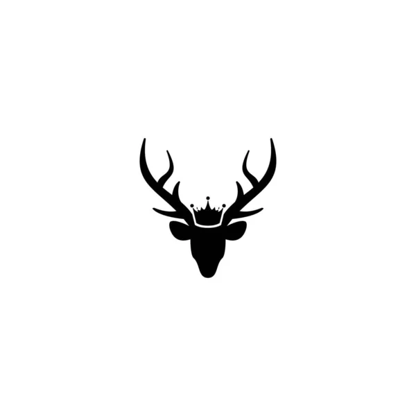 Silhouette Noire Tête Cerf Avec Bois Couronne Royale Monarchie Armoiries — Image vectorielle