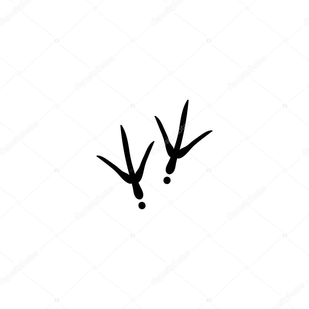 Bird trail vector icon. Turkey trace. Black Bird footprints track on white background.