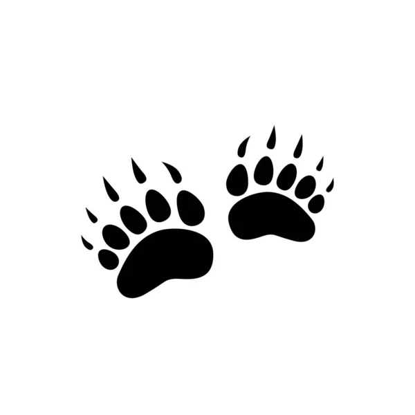 Black Bear Trace Silhouette Vector Flat Illustration Polar Bear Paw — Stock Vector