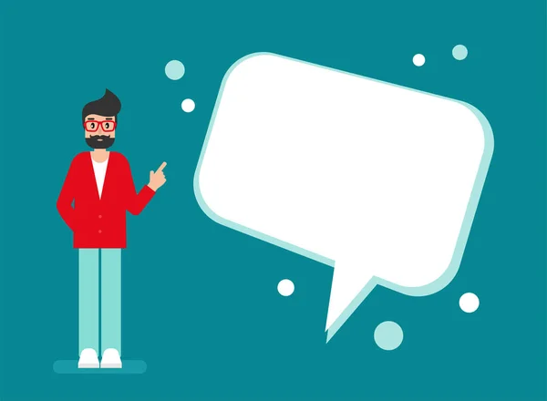 Man Met Spraakzeepbel Blauwe Achtergrond Praten Chatten Communiceren Boodschapper Concept — Stockvector