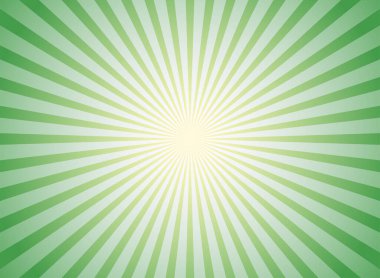 Gün ışığının geniş arkaplanı. Yeşil renk patlama arkaplanı. Vektör çizimi. Güneş ışını güneş patlaması desenli arka plan. Sirk posteri, afiş