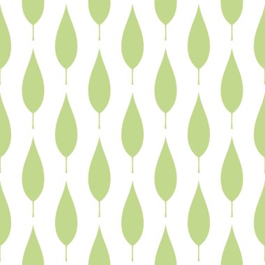 Kusursuz çiçek deseni. Beyaz arka planda yeşil yaprak dokusu. Düz silüet basit bir süs. Doğa eko arkaplanı.