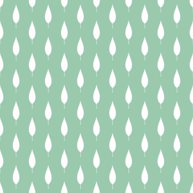 Kusursuz çiçek deseni. Bilge yeşil arka planda beyaz yaprak dokusu. Düz silüet basit bir süs. Doğa eko arkaplanı.