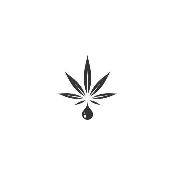 CBD kenevir yağı ikonu. Kara kenevir ya da kenevir yaprağı damlatılmış ya da damlatılmış. Beyaz üzerine izole edilmiş. Cannabidiol, marihuana tıbbi işareti. Eko Endüstri logosu. Vektör illüstrasyonu.