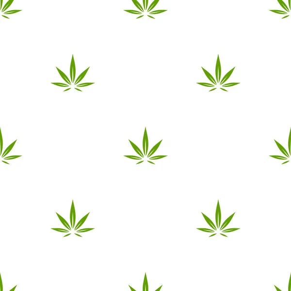 Ornement Sans Couture Avec Chanvre Vert Une Feuille Cannabis Sur — Image vectorielle