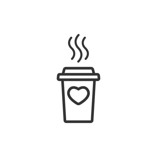Donáška Kávy Víčkem Srdcem Jednorázový Kartónový Šálek Kávy Ikona Papírové — Stockový vektor