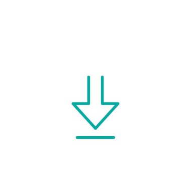 Mavi diyez ok aşağı simge. İndirme işareti. Beyaz üzerine izole edilmiş. Vektör düz düğmesi.