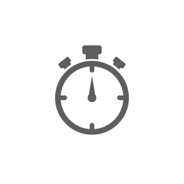 Siyah kronometre düz simgesi beyaza izole edildi. Hızlı izleme, sınırlı teklif, son teslim tarihi sembolü. Vektör illüstrasyonu.