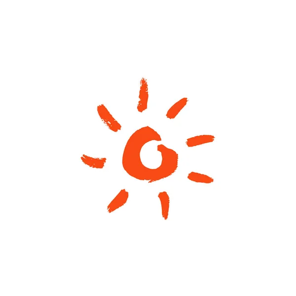 Strahlend Heiße Sonne Pinsel Gemaltes Symbol Isoliert Auf Weiß Heißes — Stockvektor