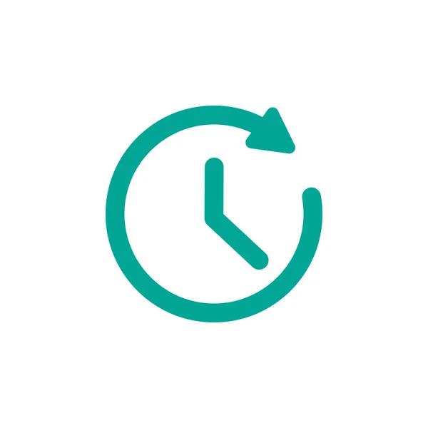 蓝色钟 箭头圆圆的 白色上的扁平图标 重复时钟象形文字 时间符号 — 图库矢量图片