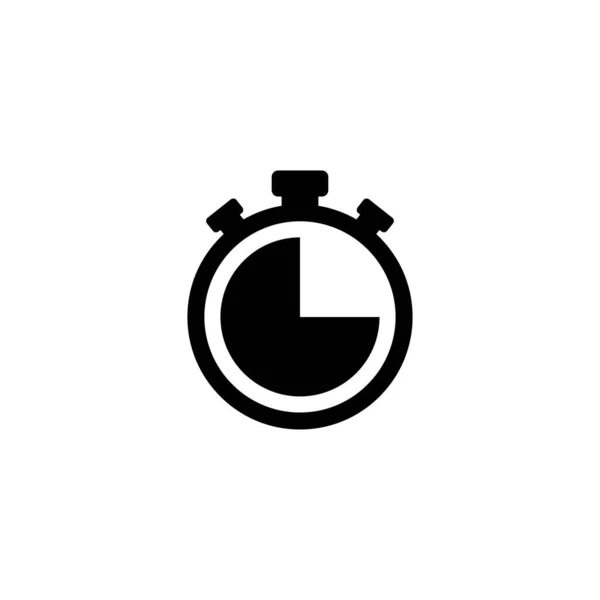 Zwarte Stopwatch Met Minuten Plat Pictogram Geïsoleerd Wit Snelle Time — Stockvector