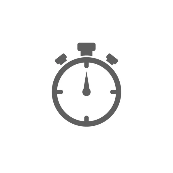 Icono Plano Cronómetro Negro Aislado Blanco Reloj Parada Tiempo Rápido — Vector de stock