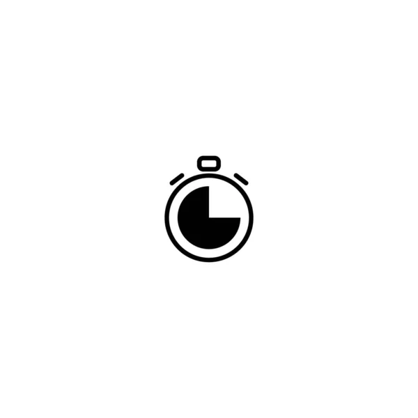 Zwarte Stopwatch Met Minuten Plat Pictogram Geïsoleerd Wit Snelle Time — Stockvector