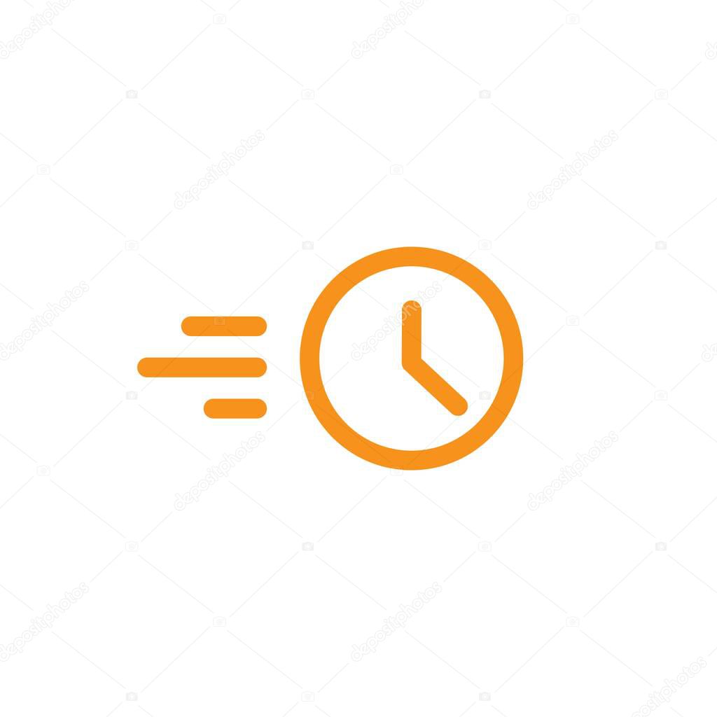 Clock in motion line icon. quick time. rush hour logo. Speed timer symbol. fast speed delivery. Timely service. Express. Vector illustration isolated on white