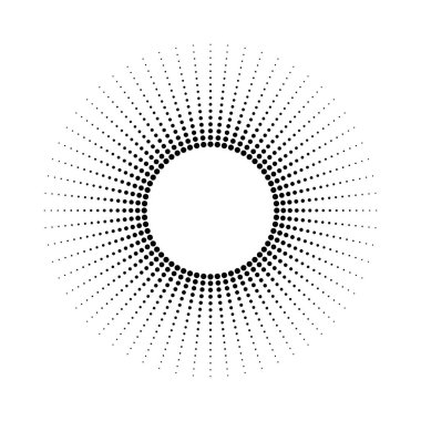 Noktalı ışık ışınları çerçevesi. Parlak arka plan. Parlak bir kıvılcım. Vektör çizimi. Güneş ışını güneş patlaması arkaplanı.