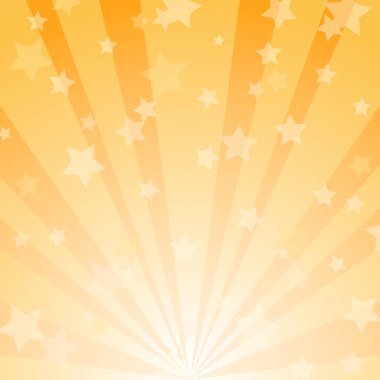 Güneş ışığı yatay arkaplan. Parlak yıldızlı toz sarı ve mavi arkaplan patlaması. Vektör çizimi. Güneş ışını güneş patlaması desenli arkaplan. Sihir, festival, sirk posteri