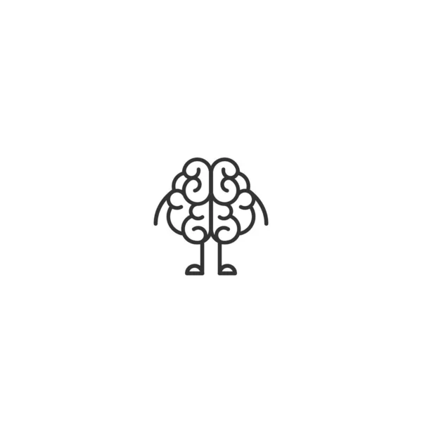 Caractère Cerveau Ligne Noire Avec Les Mains Les Jambes Intellect — Image vectorielle