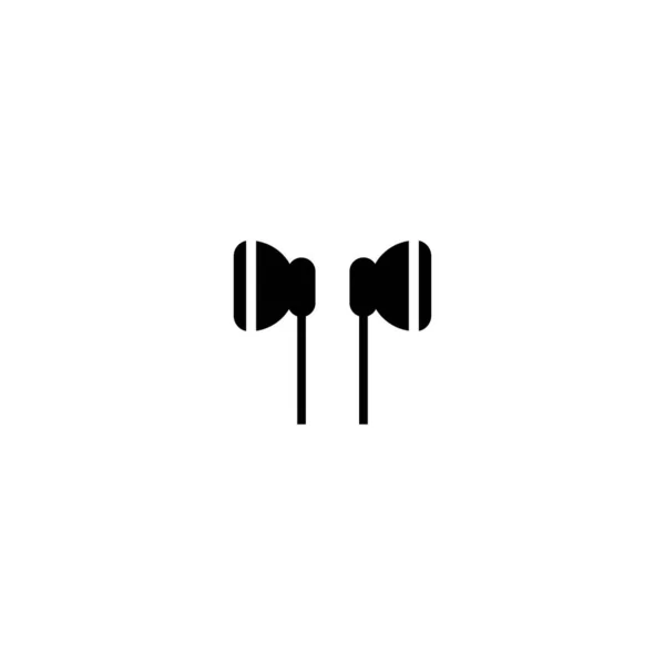 Black Headphones Icon Flat Vector Earphones Icon Isolated White Listen — Stock Vector
