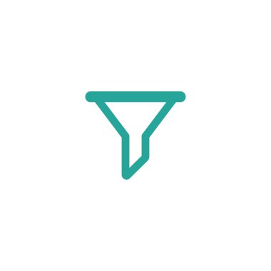 Mavi veri filtresi silueti. düz veri huni simgesi. Beyaz arka planda izole edilmiş. Analitik bilgi, tünel bilgisi, akış keşfi, vektör illüstrasyonu