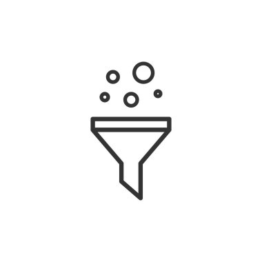 Filtreli siyah veri filtresi. düz veri huni simgesi. Beyaz arka planda izole edilmiş. Analitik bilgi, tünel bilgisi, akış keşfi, vektör illüstrasyonu