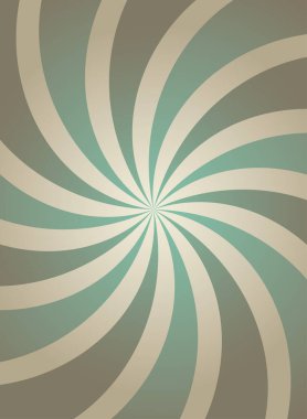Güneş ışığı eski soluk spiral grunge arkaplanı. Parlak kahverengi ve yeşil renkli arka plan patlaması. Vektör çizimi. Güneş ışını arka planı. Eski lüks kağıt. Eski tarz.