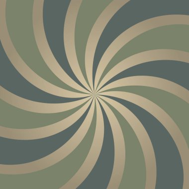 Güneş ışığı eski soluk spiral grunge arkaplanı. Parlak kahverengi ve yeşil renkli arka plan patlaması. Vektör çizimi. Güneş ışını arka planı. Eski lüks kağıt. Eski tarz.