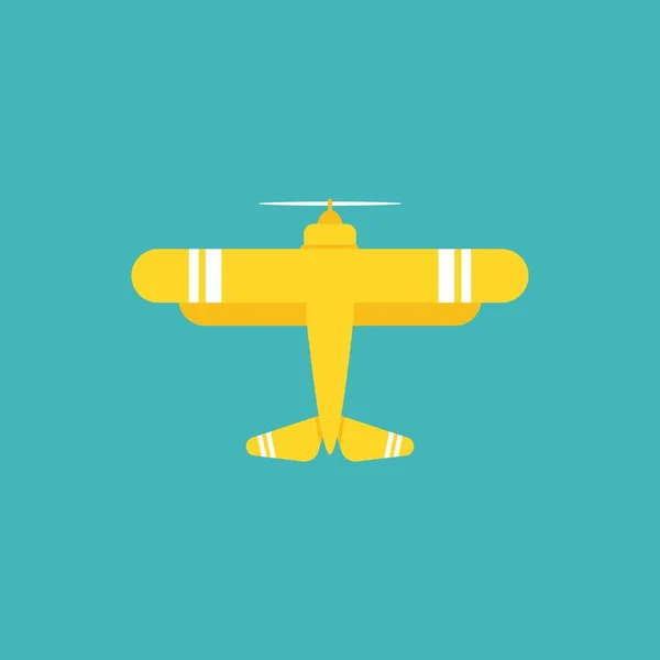 Желтый Ретро Самолет Самолет Плоские Старые Винтажные Самолеты Изолированы Синем — стоковый вектор