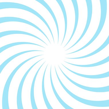 Güneş ışığı spiral ışınları arka plan. Mavi ve beyaz arkaplan patlaması. Parlak gökyüzü çizimi. Güneş ışını güneş patlaması duvar kağıdı. Retro girdap arka planı. Eski poster ya da pankart