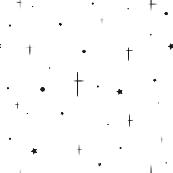 Padrão Bonito Sem Costura Com Estrelas Negras Fundo Branco Ilustração —  Vetores de Stock