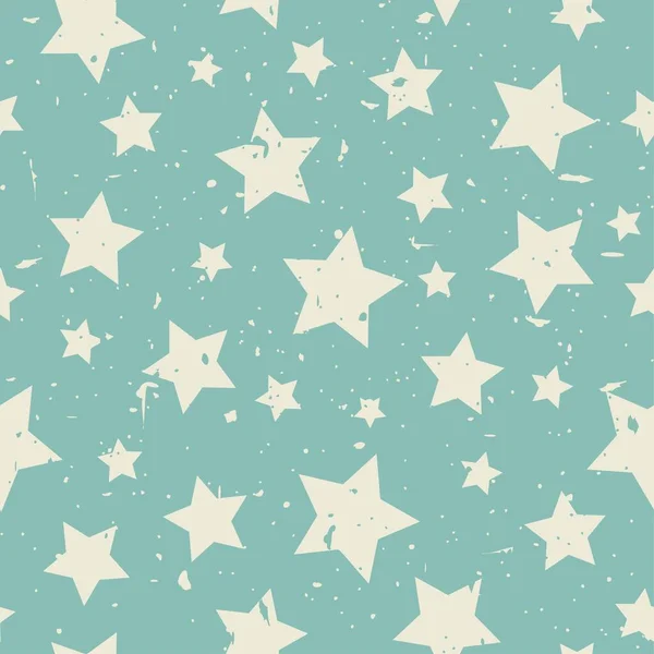 Seamless Abstract Pattern Beige Stars Different Rotation Size Grunge Star — Stock Vector