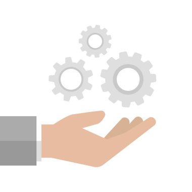 El ele tutuşmalar. Kurulum ve destek simgesi beyaza izole edildi. Yönetim, çözümler, kontrol kavramı. Vektör düz resimleme