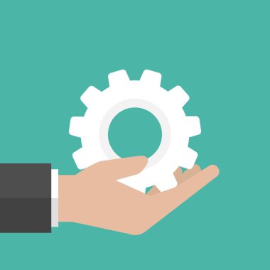 El ele tutuşmalar. Kurulum, ayarlar ve destek simgesi mavi üzerine izole edildi. Yönetim, çözümler, kontrol kavramı. Vektör düz resimleme