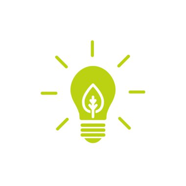 Yeşil yapraklı, parlayan elektrik ampulünün yeşil çizgisi. White 'ta izole edilmiş. Düz çizgi simgesi. Vektör çizimi. Yeşile git. Çevre dostu. Dünya çevresi günü