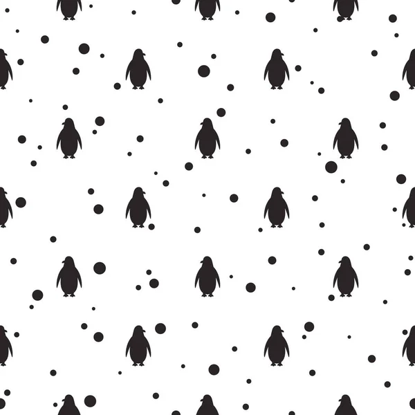 Motif Sans Couture Avec Pingouins Antarctiques Flocons Neige Ornement Pinguin — Image vectorielle