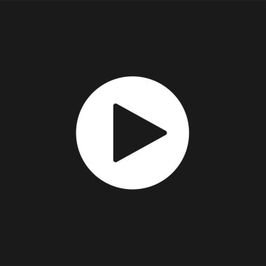 Çember şeklinde simgeleri çal. Film ya da ortam simgesi düz. Düğme. Beyaz arka planda izole edilmiş piktogram. Vektör illüstrasyonu.