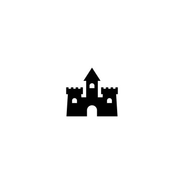 Castle icon. Tower, defense, fortress, safety sign. Landmark button Vector illustrarion isolated on white clipart