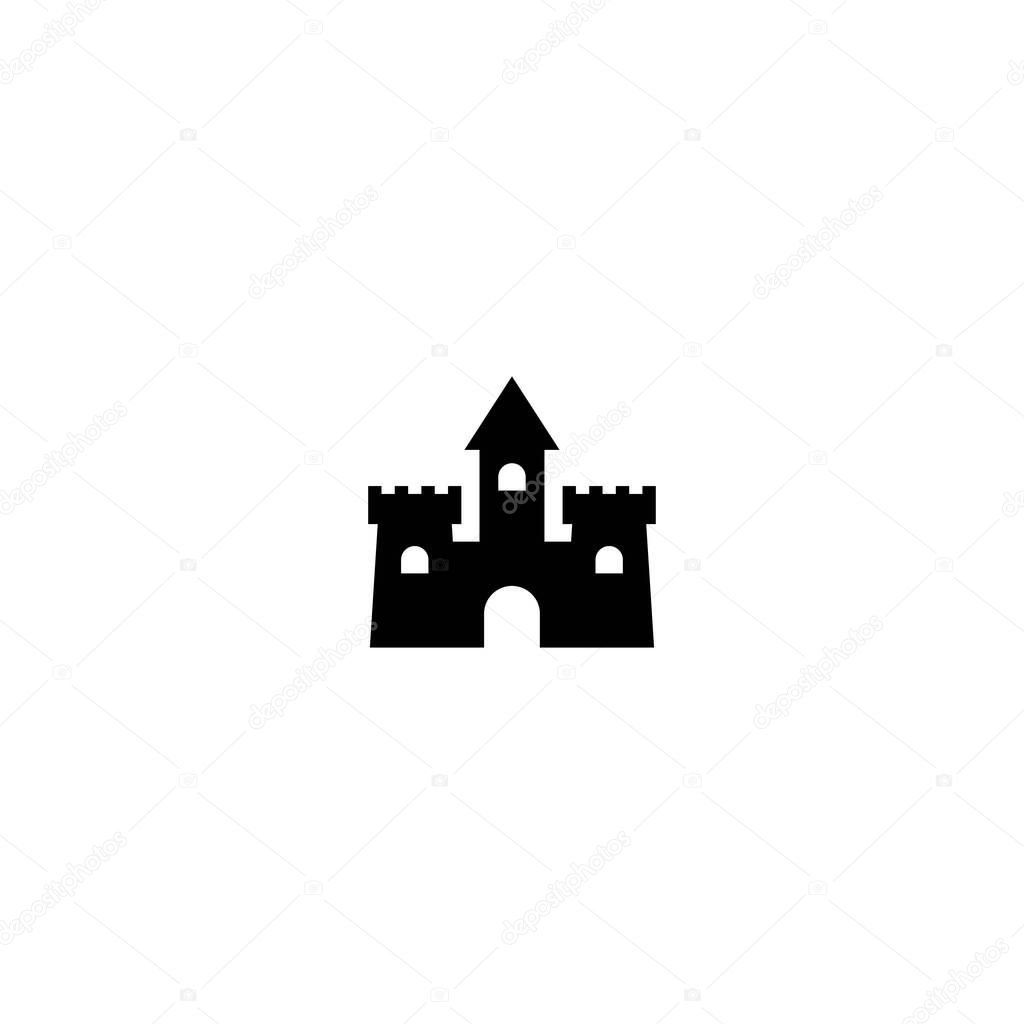 Castle icon. Tower, defense, fortress, safety sign. Landmark button Vector illustrarion isolated on white