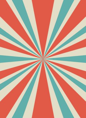 Güneş ışığı dikey. Soluk kırmızı, mavi, bej renkli arka plan patlaması. Fantezi Vektörü illüstrasyonu. Sihirli Güneş ışını desenli arka plan. Eski kağıt yıldız patlaması. Sirk, karnaval afişi.