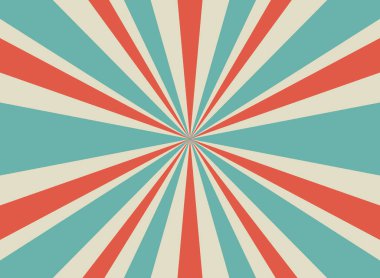 Güneş ışığı retro. Soluk kırmızı, mavi, bej renkli arka plan patlaması. Fantezi Vektörü illüstrasyonu. Sihirli Güneş ışını desenli arka plan. Eski kağıt yıldız patlaması. Sirk, karnaval afişi.
