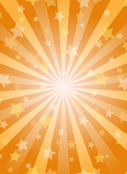 Fondo Vertical Luz Solar Color Naranja Estalló Fondo Con Estrellas — Vector de stock