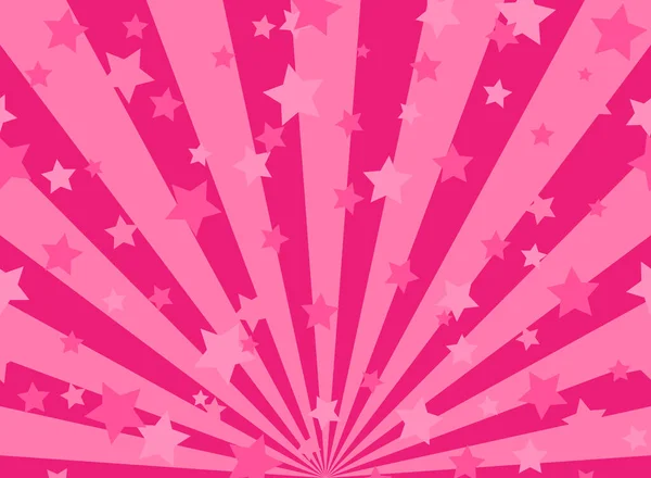 Fondo Horizontal Luz Solar Color Rosa Estalló Fondo Con Estrellas — Vector de stock