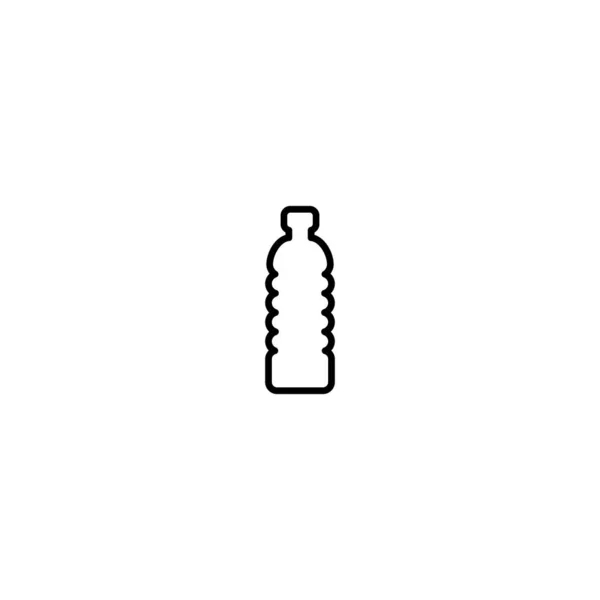 Black Line Plastic Bottle Icon Flat Vector Illustration Isolated White — Stock Vector