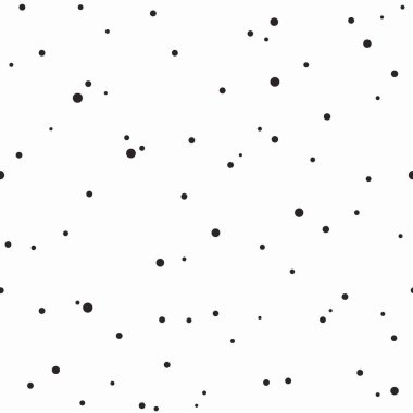 Küçük dairelerin kusursuz soyut deseni ve beyazın üzerindeki noktalar. Dekoratif duvar kağıdı, basım için iyi. Vektör çizimi. Siyah ve beyaz