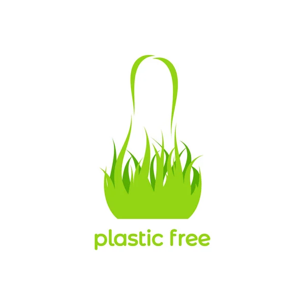 Grüne Einkaufstasche Aus Laub Und Gras Wiederverwendung Oder Recycling Von — Stockvektor