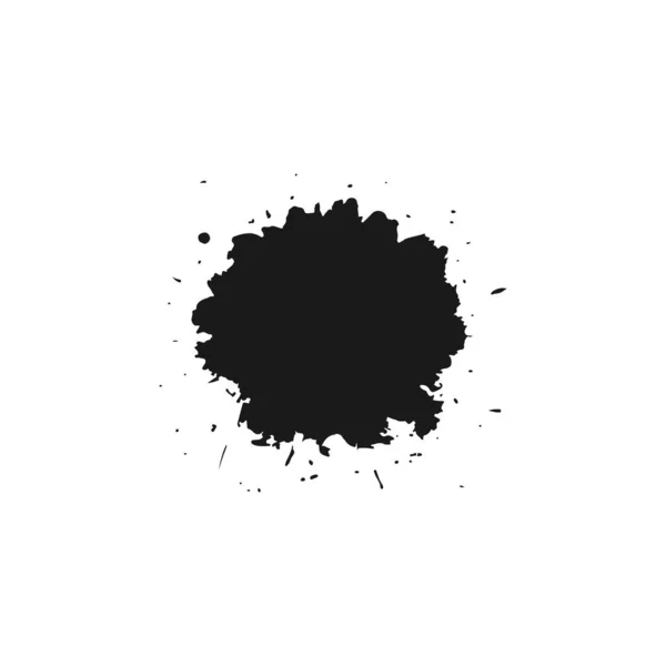 Краска Чернила Пятно Всплеск Белом Фоне Круглый Ручной Рисунок Черно — стоковый вектор